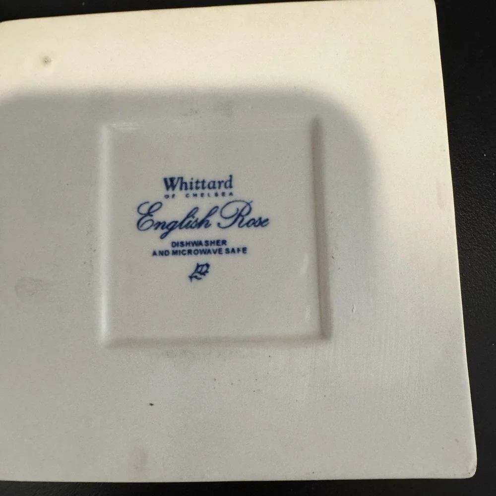 Set of 4‎ Whittard of Chelsea Ceramic Tile Coasters English Rose Floral 4x4